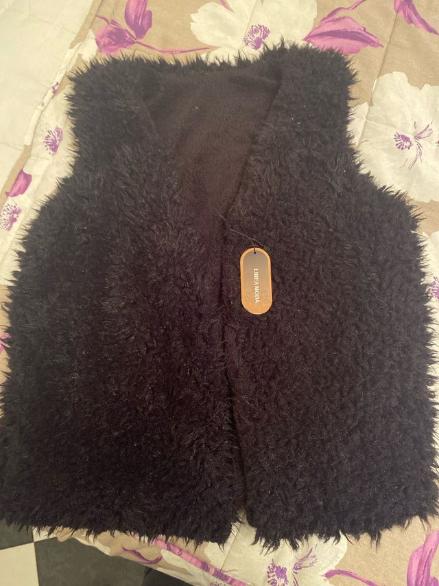 Chaleco de pelo talla única negro