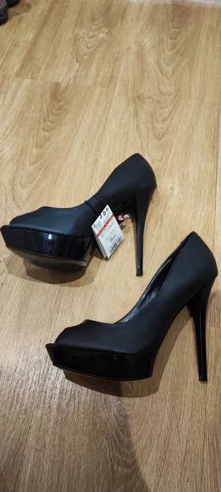 Zapatos tacón piel con plataforma Mango 38 etiquet