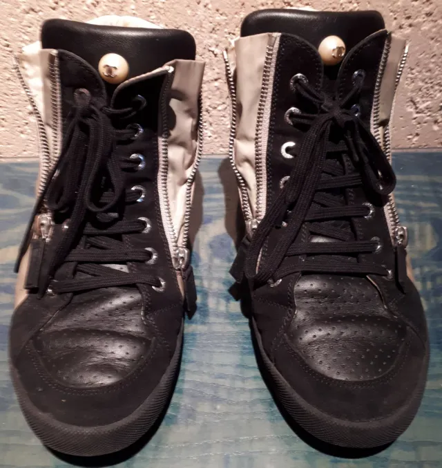 Botas Chanel T-38 Beige/Negro