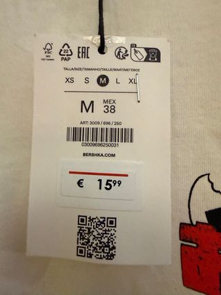 Camiseta Bershka Blanca Talla M