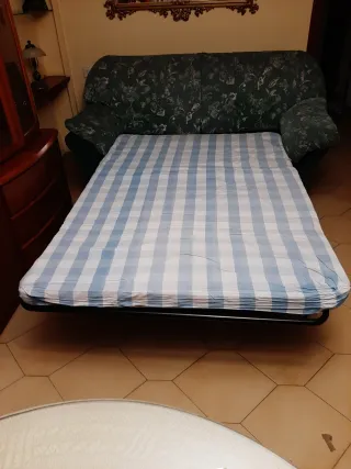 OPORTUNIDAD Sofá Cama Tela Verde Flores