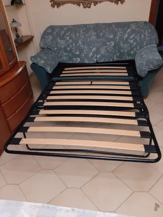 OPORTUNIDAD Sofá Cama Tela Verde Flores