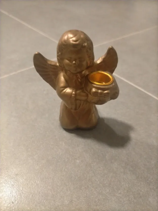 Angioletto portacandele dorato NATALIZIO