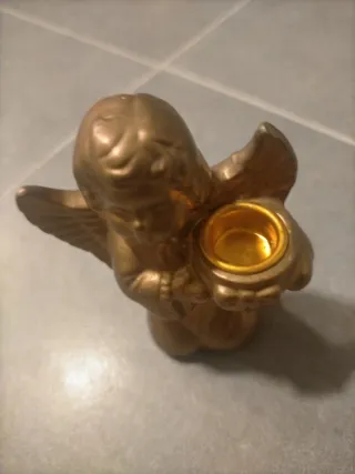 Angioletto portacandele dorato NATALIZIO