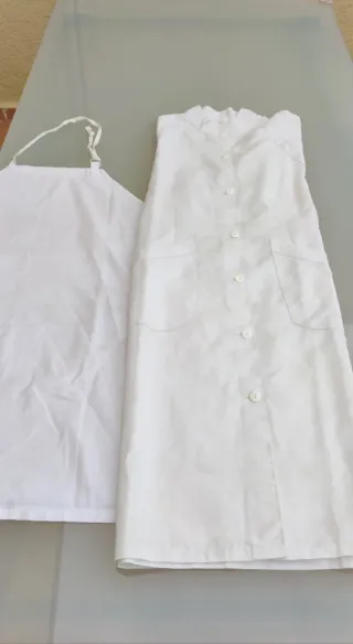 Bata y delantal trabajo T48 blanco