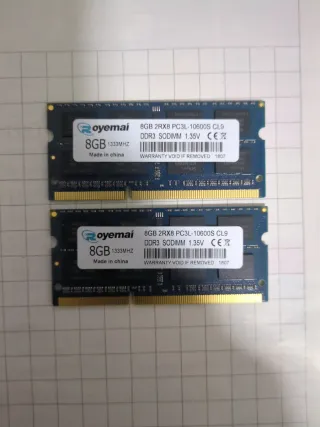 2 x RAM 8GB DDR3 SODIMM 1333MHz CL9