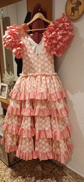 Traje Flamenca Lunares Rosa  Talla 12 - 13 años