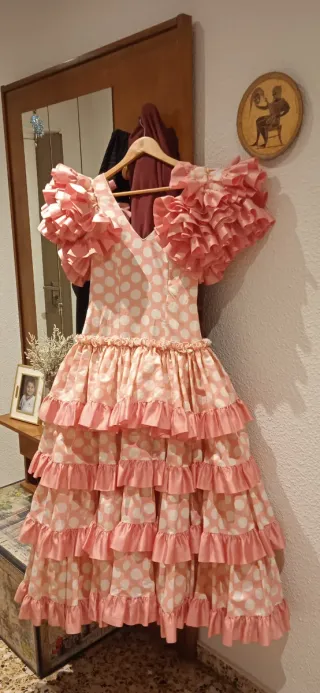 Traje Flamenca Lunares Rosa  Talla 12 - 13 años