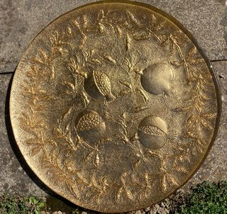 Vassoio rotondo in vetro dorato