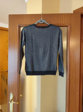 Jersey Mango trenzado verde y gris