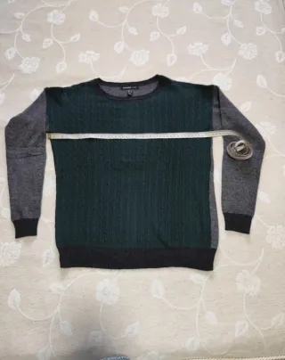 Jersey Mango trenzado verde y gris