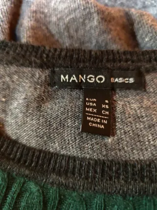 Jersey Mango trenzado verde y gris