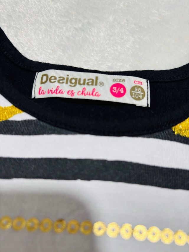Vestido Desigual Niña Negro Corazones Dorados