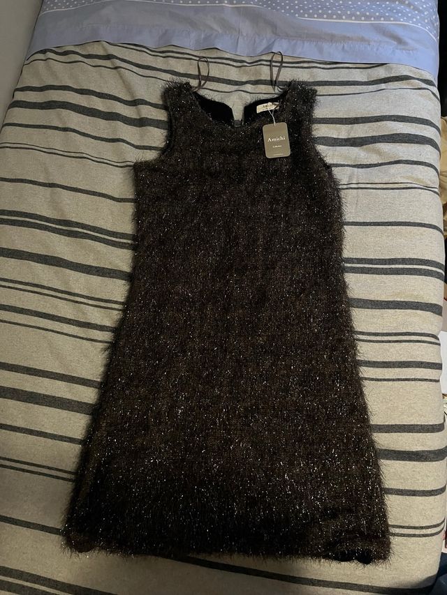 Vestido fiesta Amichi negro plateado