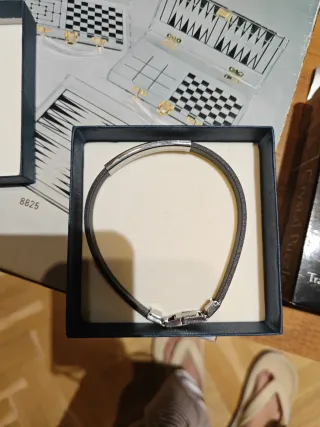 Pulsera Plata y Caucho Hombre