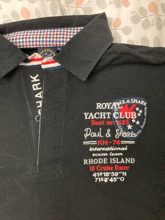 Polo Paul & Shark Negro Manga Larga