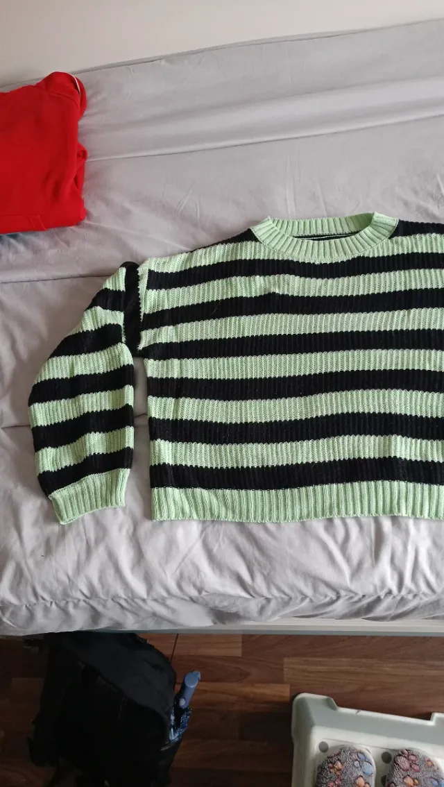 Jersey rayas menta y negro talla M