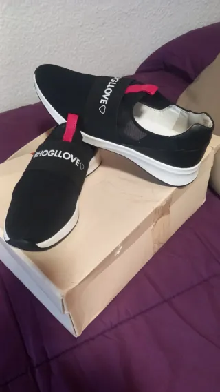 Zapatillas Hogl Mujer Negras y Rojas