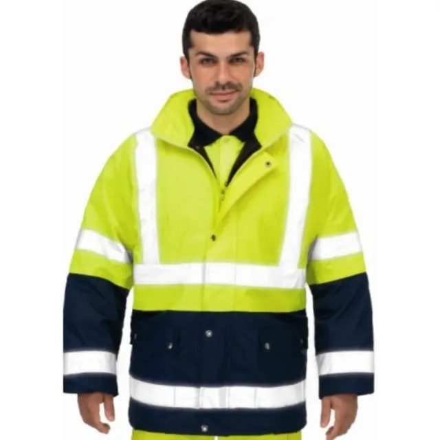 Chaqueta de alta visibilidad azul y amarilla