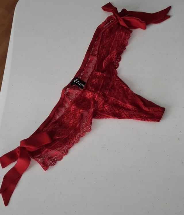 Braguita Etam encaje lazo rojo talla única
