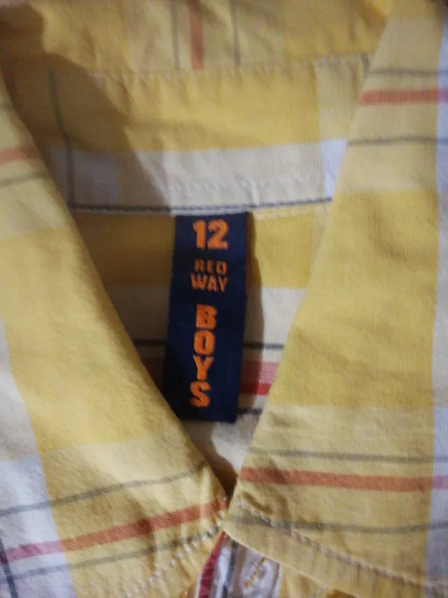 Camisa cuadros amarilla manga corta niño talla 12