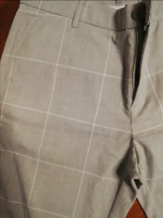 Pantalón de vestir hombre gris cuadros