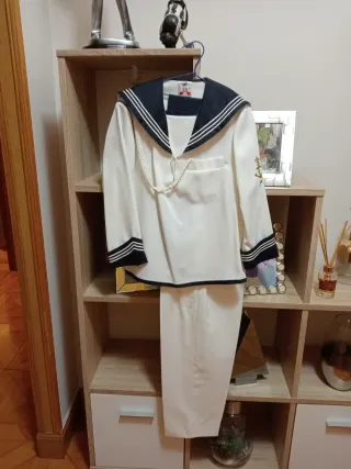 Traje de Comunión Niño Blanco y Azul