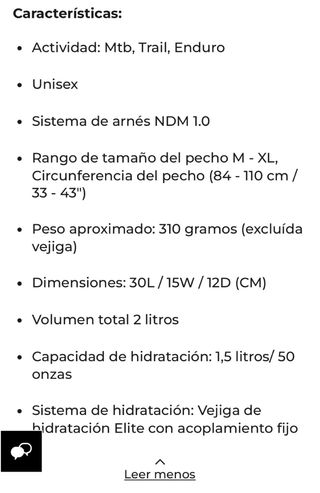 Mochila Hidratación 2L