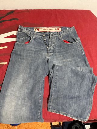 Pantalones Jeans Armani Azules, camales anchos