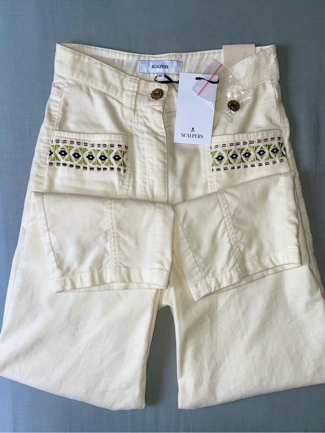 Pantalón crema Scalpers Talla XS