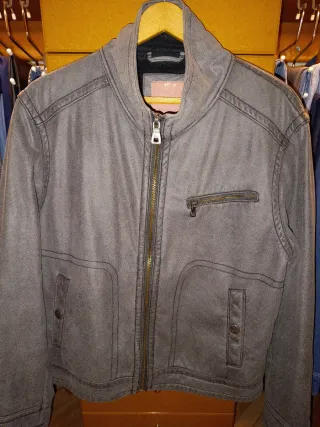 Cazadora motera gris