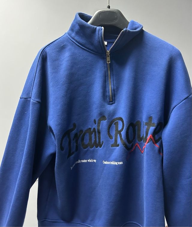 Sudadera Zara cuello azul