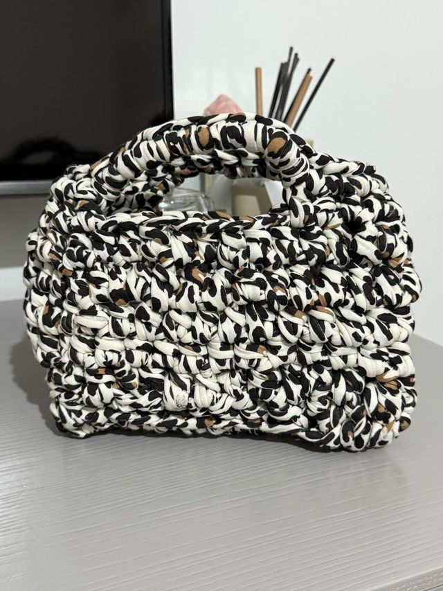 Borsa uncinetto lycra leopardata