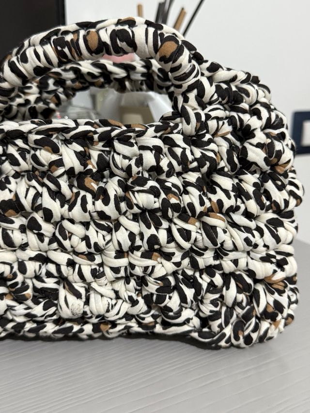 Borsa uncinetto lycra leopardata