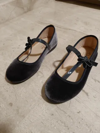 Manoletinas niña terciopelo gris talla 34