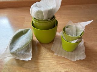 Maceteros de porcelana verde