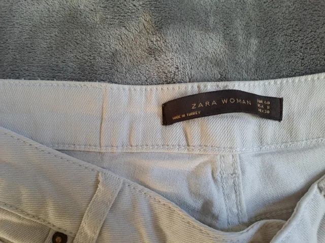 Vaqueros Zara Beige Cremallera Tobillo