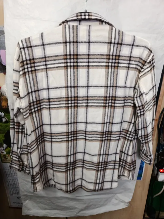 Camisa cuadros niña marrón y blanco