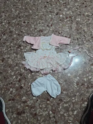 Completo vestito bambola rosa e bianco