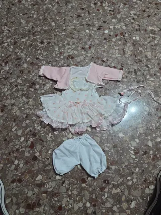 Completo vestito bambola rosa e bianco