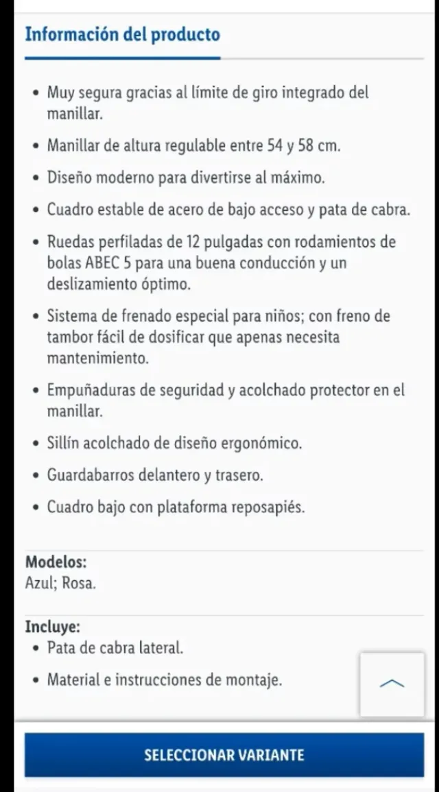 Bicicleta sin pedales azul