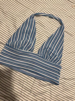 Top Halter Rayas Azul Blanco