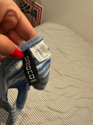 Top Halter Rayas Azul Blanco