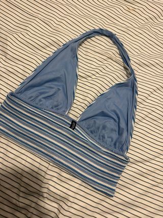 Top Halter Rayas Azul Blanco