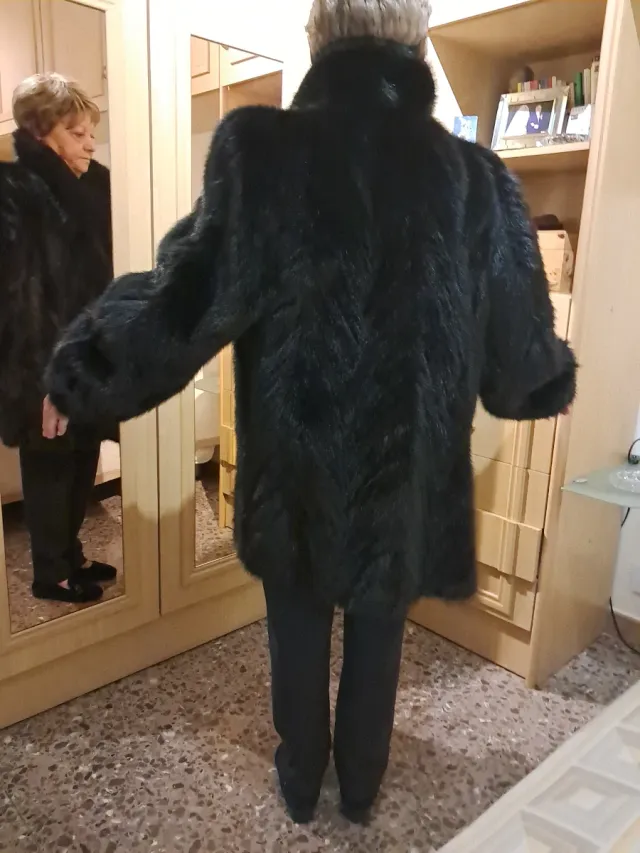 Chaquetón de cola de visión auténtico negro