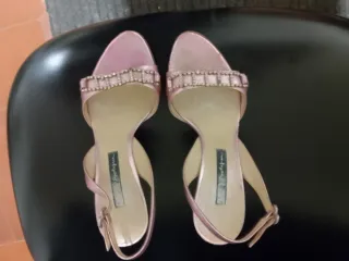 Sandali rosa tacco a spillo con strass