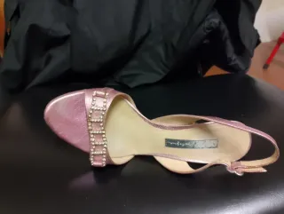 Sandali rosa tacco a spillo con strass