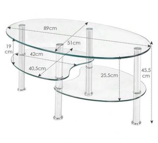 Mesa de centro ovalada cristal y metal