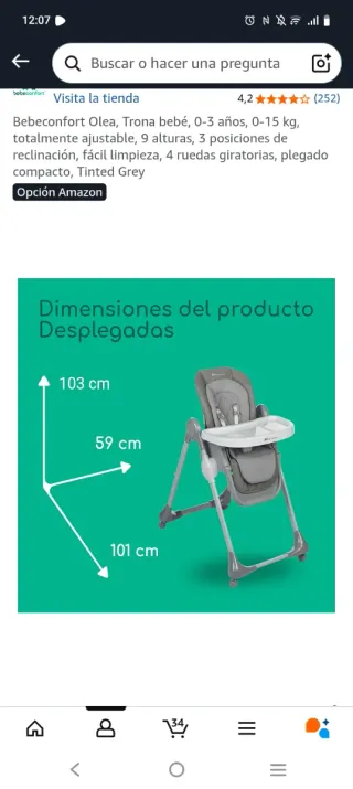 Trona Bebeconfort Olea Tinted Grey