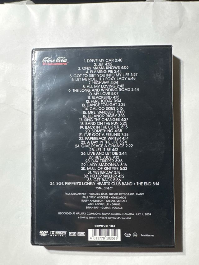 DVD Paul McCartney Live in Halifax 2009
